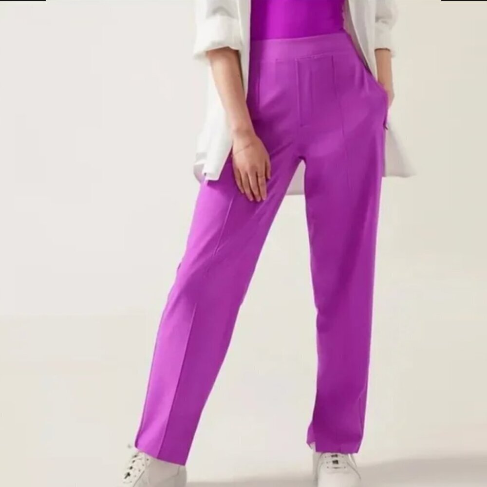 Athleta Brooklyn Heights Straight Leg Slim Pants in Jazzy Purple, size 2